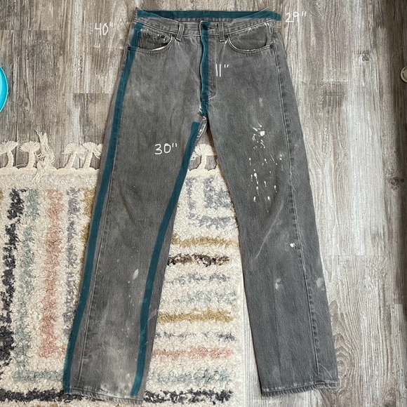 Levi’s Men’s Straight Fit Jeans Gray Distressed Splatter 100% Cotton 32x32 - Picture 10 of 10